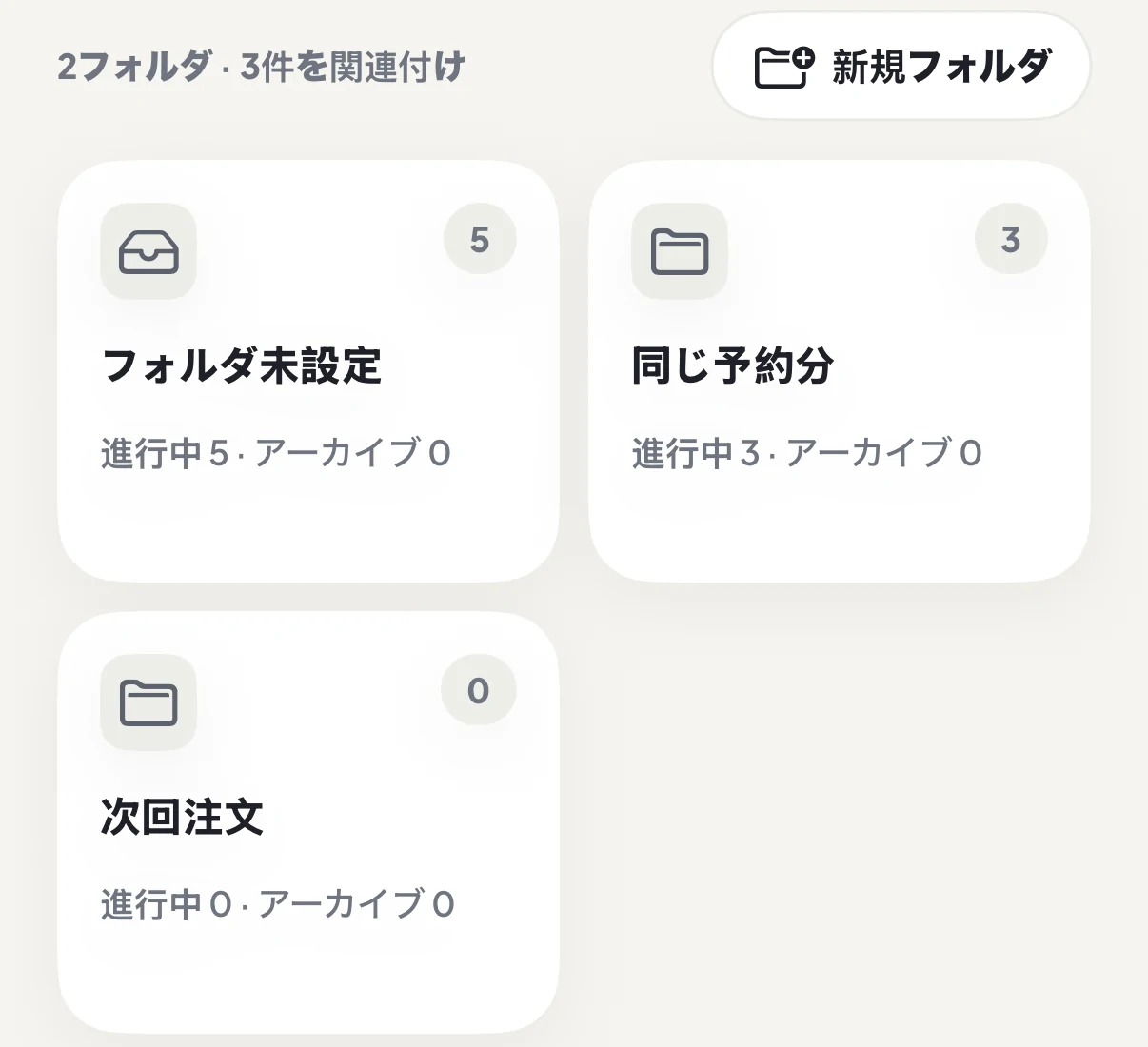 セット、予約販売、ショップ別にまとめるDuePairフォルダ表示