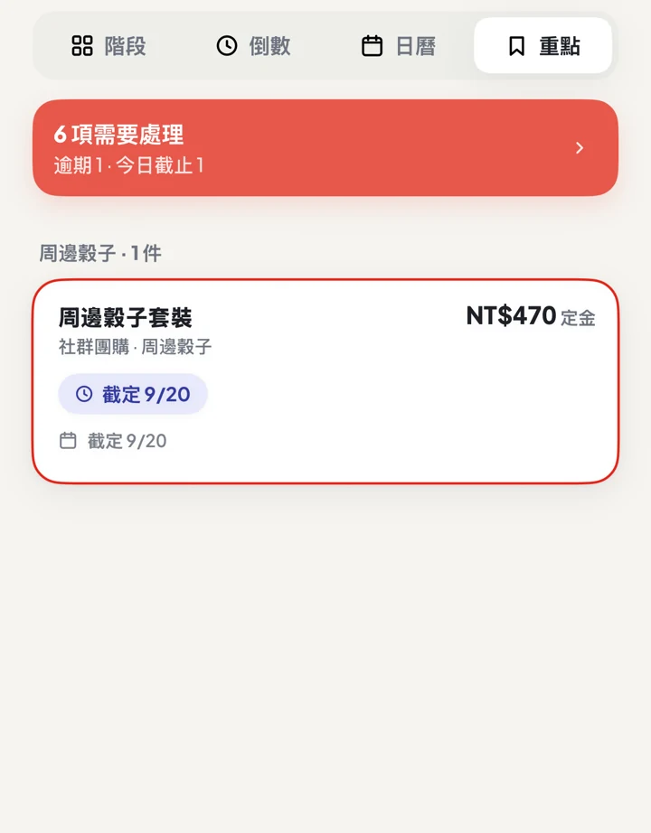 定尾追蹤重點視圖集中顯示手動標記商品